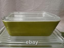 Pyrex 1960s Autumn Floral Verde Refrigerator complete set of 8 Pieces 501-503 B
