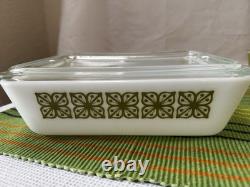Pyrex 1960s Autumn Floral Verde Refrigerator complete set of 8 Pieces 501-503 B