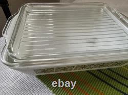 Pyrex 1960s Autumn Floral Verde Refrigerator complete set of 8 Pieces 501-503 B