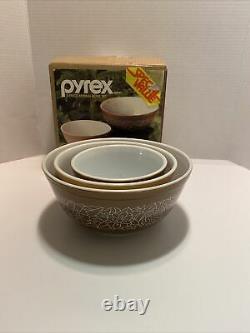 Pyrex 3-Piece Woodland Pattern Nesting Bowls with Original Box