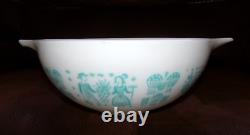 Pyrex 4QT Cinderella Mixing Bowl 444 Turquoise White REVERSE Amish Butterprint