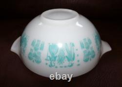 Pyrex 4QT Cinderella Mixing Bowl 444 Turquoise White REVERSE Amish Butterprint