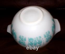 Pyrex 4QT Cinderella Mixing Bowl 444 Turquoise White REVERSE Amish Butterprint