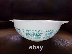 Pyrex 4QT Cinderella Mixing Bowl 444 Turquoise White REVERSE Amish Butterprint