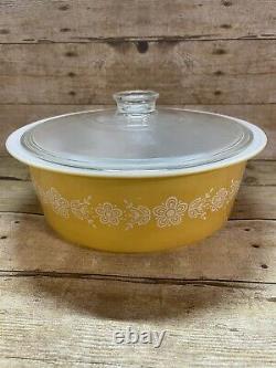 Pyrex 664 Big Bertha 4 Quart Butterfly Gold Casserole + Glass Lid Same Day Ship