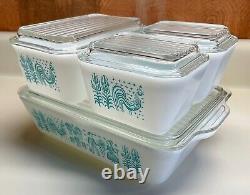 Pyrex AMISH BUTTERPRINT Vintage REFRIGERATOR SET(2)#501, #0502, #0503 + LIDS