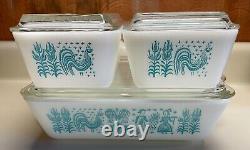 Pyrex AMISH BUTTERPRINT Vintage REFRIGERATOR SET(2)#501, #0502, #0503 + LIDS