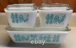 Pyrex AMISH BUTTERPRINT Vintage REFRIGERATOR SET(2)#501, #0502, #0503 + LIDS