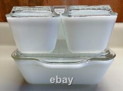 Pyrex AMISH BUTTERPRINT Vintage REFRIGERATOR SET(2)#501, #0502, #0503 + LIDS