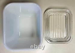 Pyrex AMISH BUTTERPRINT Vintage REFRIGERATOR SET(2)#501, #0502, #0503 + LIDS