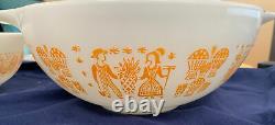 Pyrex Amish Butterprint 4 Piece Cinderella Orange White Mixing Nesting Bowl Set