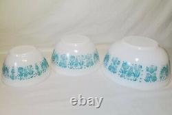 Pyrex Amish Butterprint Mixing Bowls NEW OLD STOCK White Turquoise 401 402 403
