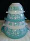 Pyrex Amish Butterprint Turquoise Cinderella Mixing Bowls 441 442 443 444