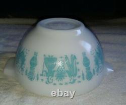 Pyrex Amish Butterprint Turquoise Cinderella Mixing Bowls 441 442 443 444