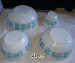 Pyrex Amish Butterprint Turquoise Nesting Mixing Bowl Set 401 402 403 404