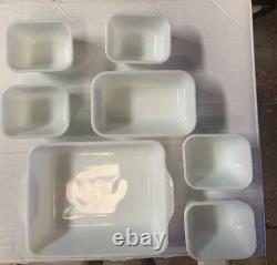 Pyrex Amish Butterprint Turquoise On White 13 pc Refrigerator Dish Set withLids