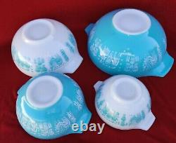 Pyrex Amish Turquoise Butterprint Cinderella Nesting Mixing Bowls Set of 4