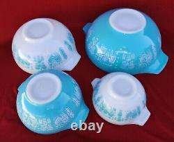 Pyrex Amish Turquoise Butterprint Cinderella Nesting Mixing Bowls Set of 4