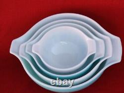 Pyrex Amish Turquoise Butterprint Cinderella Nesting Mixing Bowls Set of 4