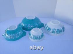Pyrex Amish Turquoise Butterprint Cinderella Nesting Mixing Bowls Set of 4