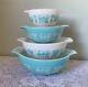 Pyrex Amish Turquoise Teal Butterprint Cinderella Nesting Mixing Bowls Set Of 4