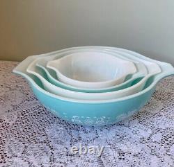 Pyrex Amish Turquoise Teal Butterprint Cinderella Nesting Mixing Bowls Set of 4