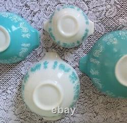 Pyrex Amish Turquoise Teal Butterprint Cinderella Nesting Mixing Bowls Set of 4