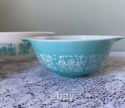 Pyrex Amish Turquoise Teal Butterprint Cinderella Nesting Mixing Bowls Set of 4