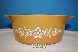 Pyrex BUTTERFLY GOLD Round Casseroles-Set of 4 With Pyrex Lids- 475-B & 473-471