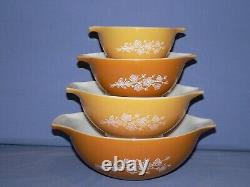 Pyrex Butterfly Gold 4 Cinderella Nesting Mixing Bowls 444/443/442/441