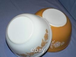 Pyrex Butterfly Gold 4 Nesting Mixing Bowls 404/403/402/401