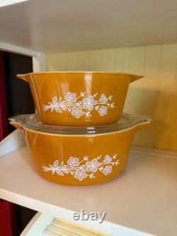 Pyrex Butterfly Gold Redesign Cinderella Bowls 441 442 443 + 474 475 Casseroles
