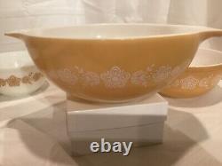 Pyrex Butterfly Gold White Nesting Mixing Bowls 401 402 403 404 Round withBonus