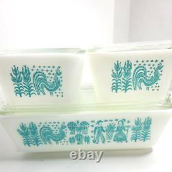 Pyrex Butterprint Amish Refrigerator Set 501, 502, 503 Milk glass with t