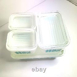 Pyrex Butterprint Amish Refrigerator Set 501, 502, 503 Milk glass with t