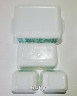 Pyrex Butterprint Refrigerator Dish Set RARE NEW OLD STOCK Turquoise White
