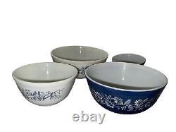 Pyrex Colonial Mist Mixing Bowls White Bowls 404, 402 Blue Bowls 401, 403 NEW