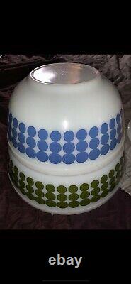 Pyrex Colored Dots Complete Mixing Bowl Set #'s 404, 403, 402 and 401 Polka Dots