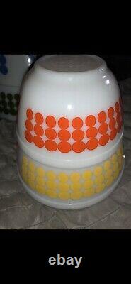 Pyrex Colored Dots Complete Mixing Bowl Set #'s 404, 403, 402 and 401 Polka Dots
