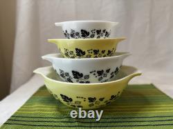 Pyrex Complete Gooseberry Yellow & White Cinderella Nesting Bowl Set 441-444