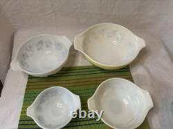 Pyrex Complete Gooseberry Yellow & White Cinderella Nesting Bowl Set 441-444
