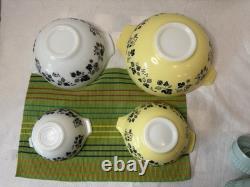 Pyrex Complete Gooseberry Yellow & White Cinderella Nesting Bowl Set 441-444