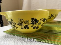 Pyrex Complete Gooseberry Yellow & White Cinderella Nesting Bowl Set 441-444