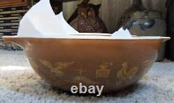 Pyrex Early American Brown White & Gold Set of Graduated Cinderella Bowls MCM #2