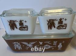 Pyrex Early Americana Complete Set Refrigerator Dish & Lids Vintage Very Nice