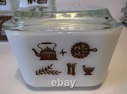 Pyrex Early Americana Complete Set Refrigerator Dish & Lids Vintage Very Nice