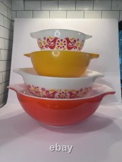 Pyrex Friendship Nesting Cinderella Mixing Bowls Full Set 441, 442, 443 & 444