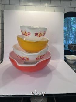Pyrex Friendship Nesting Cinderella Mixing Bowls Full Set 441, 442, 443 & 444
