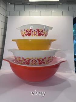 Pyrex Friendship Nesting Cinderella Mixing Bowls Full Set 441, 442, 443 & 444