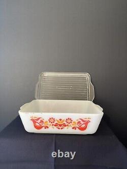 Pyrex Friendship Vintage Set of 4 Refrigerator Dishes with Lids 501 502 503